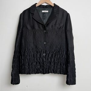 Prada FW 2007 Runway Textured Jacket IT 46 Black Crinkle Silk Blend Rare Archive